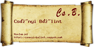 Csányi Bálint névjegykártya