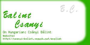 balint csanyi business card