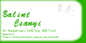 balint csanyi business card